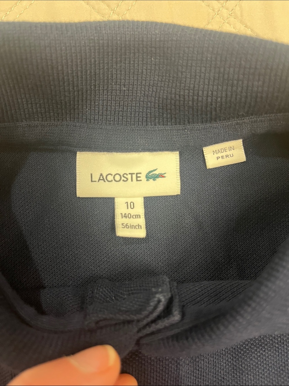 Lacoste navy blue short sleeve pique polo - boys size 10 - Picture 3 of 5